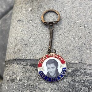 Elvis Presley Red and Blue King of Rock 'N' Roll Keychain